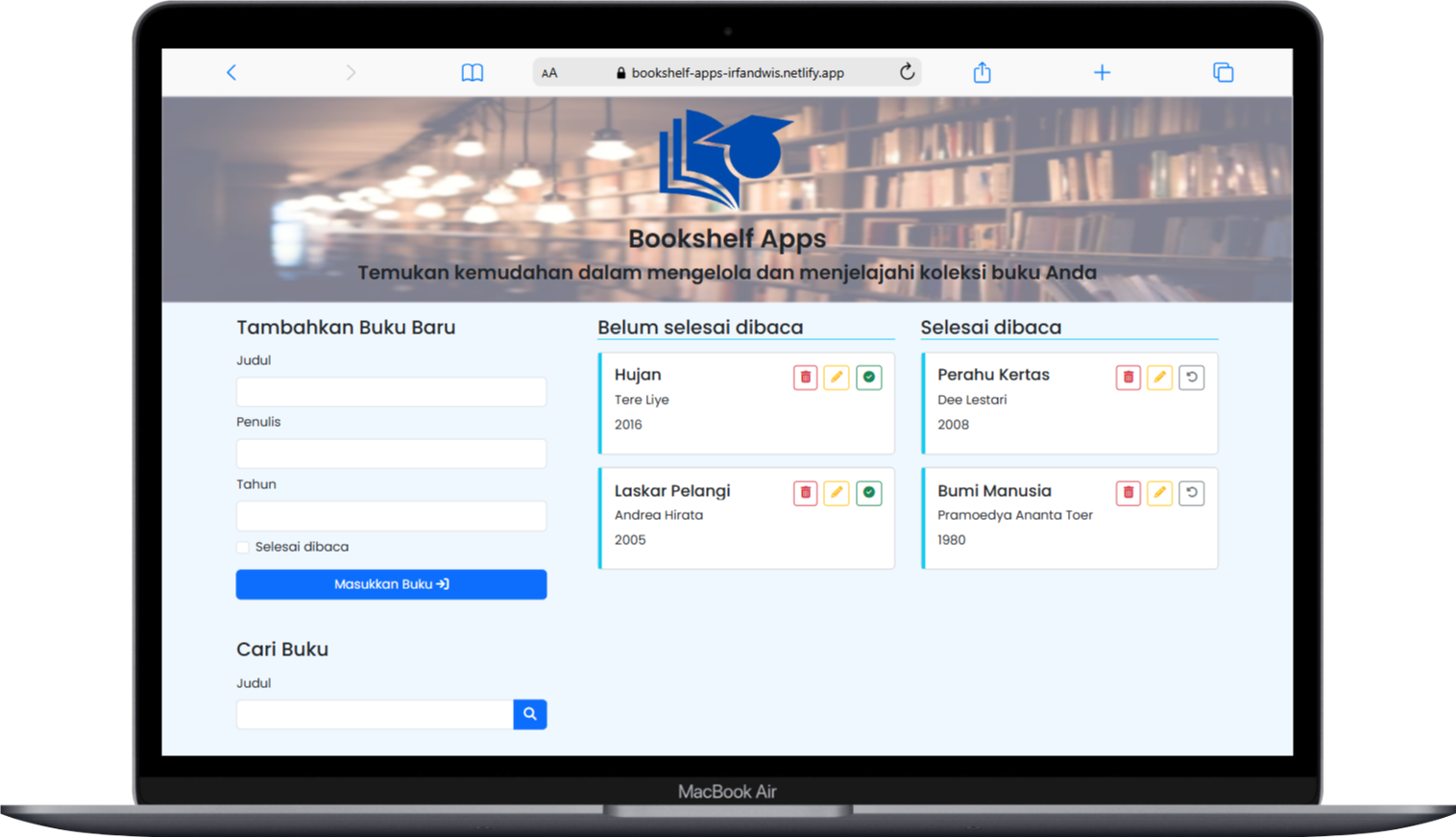 Bookshelf Apps